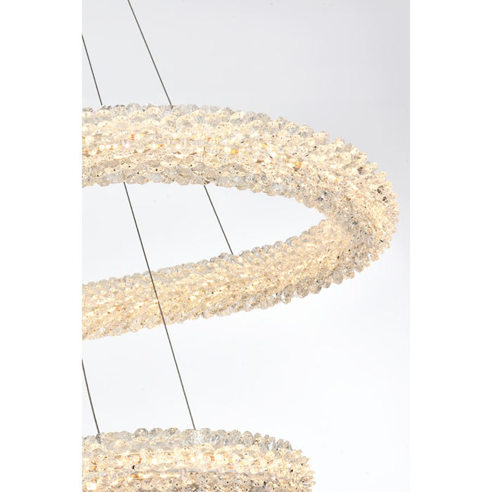 Elegant Lighting Bowen 2 Light 42"L Chandelier, Satin Gold/Clear