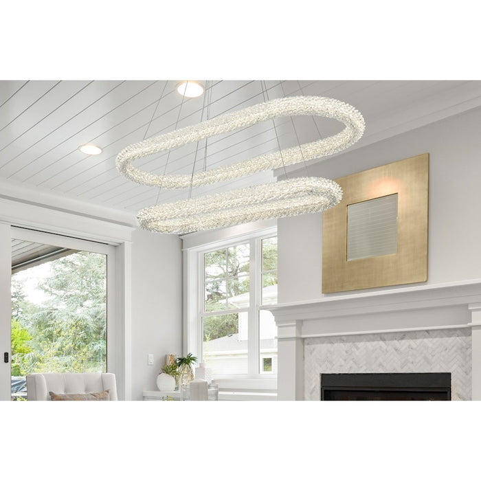 Elegant Lighting Bowen 2 Light 42"L Chandelier, Satin Gold/Clear
