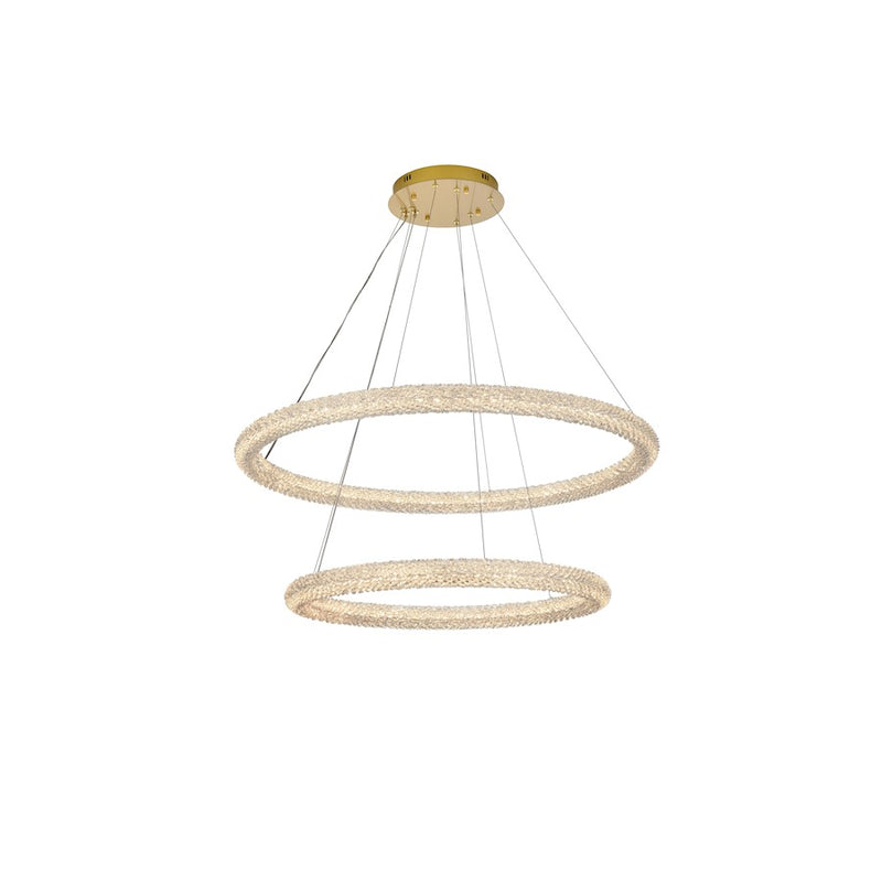 Elegant Lighting Bowen 2 Light 42" LED Chandelier, Satin Gold