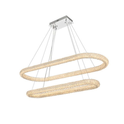 Elegant Lighting Bowen 2 Light 51"L Chandelier, Chrome/Clear - 3800G50L2C