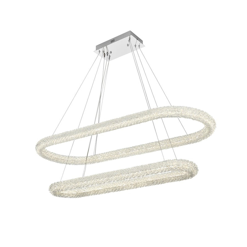Elegant Lighting Bowen 2 Light 51"L Chandelier, Chrome/Clear