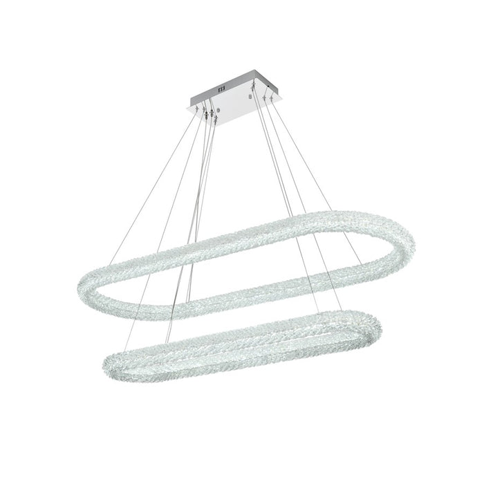 Elegant Lighting Bowen 2 Light 51"L Chandelier, Chrome/Clear