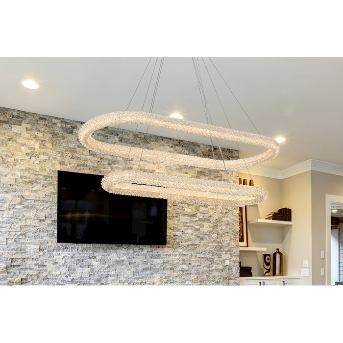 Elegant Lighting Bowen 2 Light 51"L Chandelier, Chrome/Clear