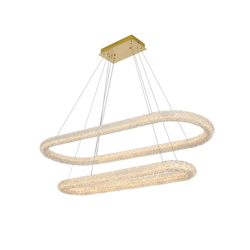 Elegant Lighting Bowen 2 Light 51"L Chandelier, Satin Gold/Clear