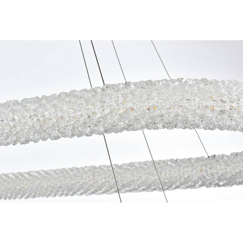 Elegant Lighting Bowen 2 Light 51"L Chandelier, Satin Gold/Clear