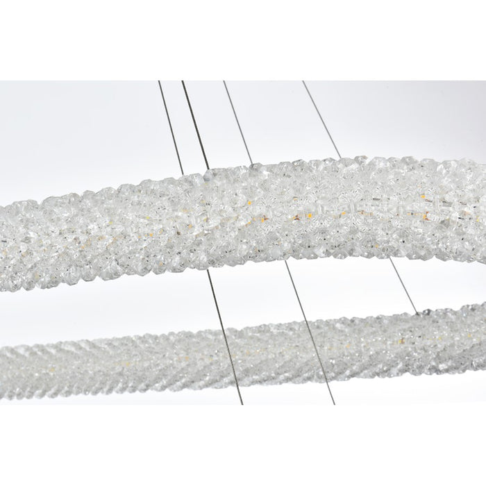 Elegant Lighting Bowen 2 Light 51"L Chandelier, Satin Gold/Clear