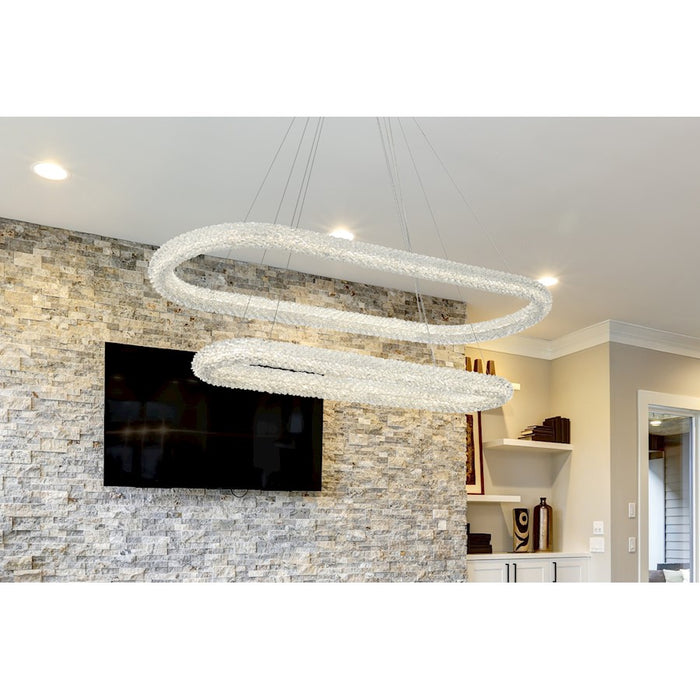 Elegant Lighting Bowen 2 Light 51"L Chandelier, Satin Gold/Clear