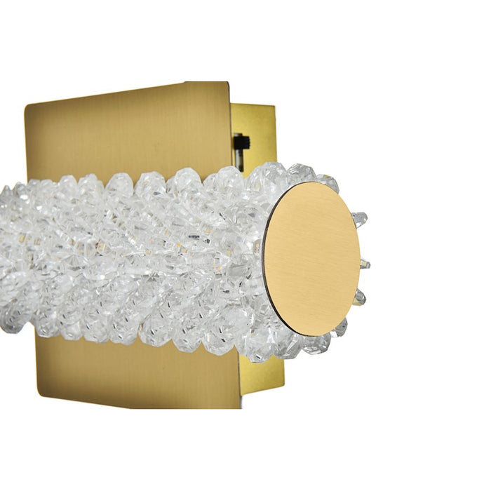 Elegant Lighting Bowen 1 Light 12"L Wall Sconce, Satin Gold/Clear