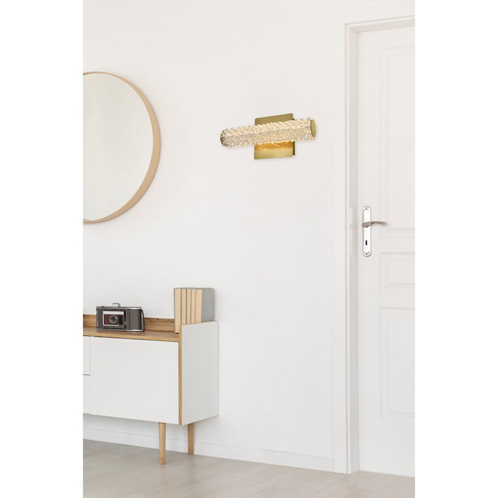 Elegant Lighting Bowen 1 Light 12"L Wall Sconce, Satin Gold/Clear