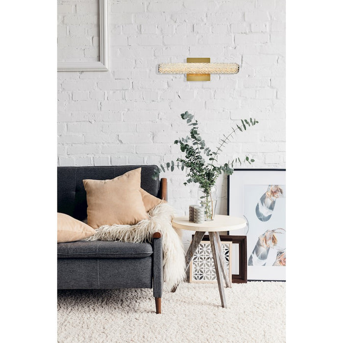 Elegant Lighting Bowen 1 Light 18"L Wall Sconce, Satin Gold/Clear