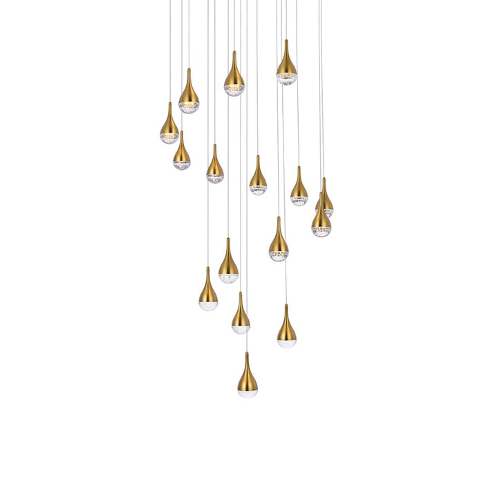Elegant Lighting Amherst 16 Light 36" Chandelier, Satin Gold