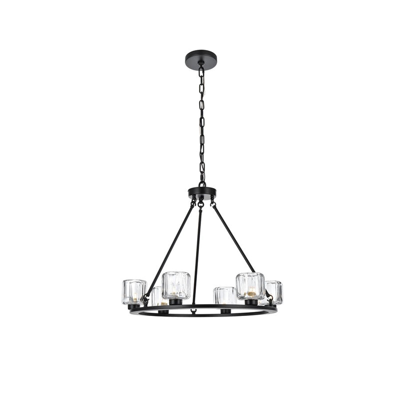 Elegant Lighting Cadence 6 Light 26" Chandelier, Black/Clear/Clear