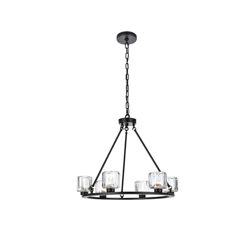 Elegant Lighting Cadence 6 Light 26" Chandelier, Black/Clear/Clear - 5100D26BK