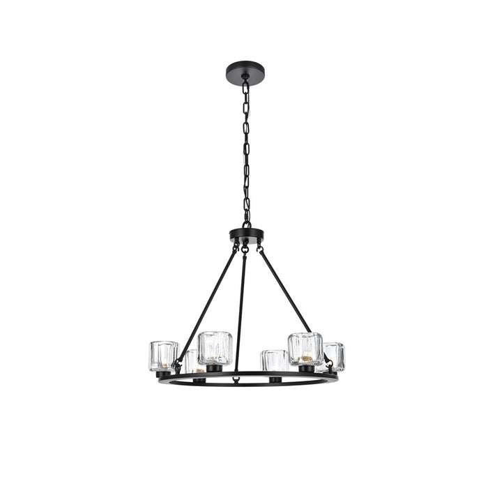 Elegant Lighting Cadence 6 Light 26" Chandelier, Black/Clear/Clear - 5100D26BK