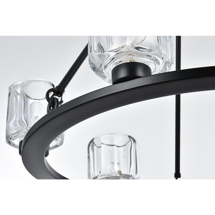 Elegant Lighting Cadence 6 Light 26" Chandelier, Black/Clear/Clear