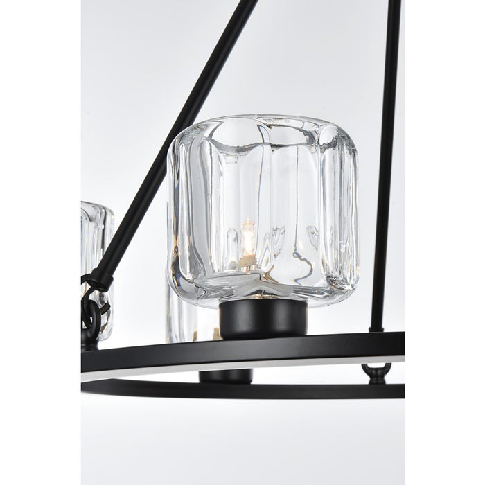 Elegant Lighting Cadence 6 Light 26" Chandelier, Black/Clear/Clear