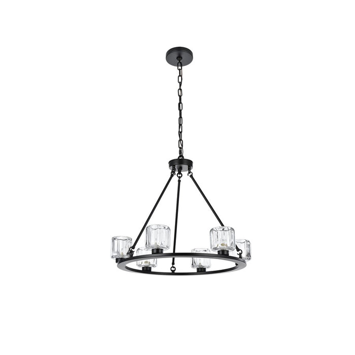 Elegant Lighting Cadence 6 Light 26" Chandelier, Black/Clear/Clear