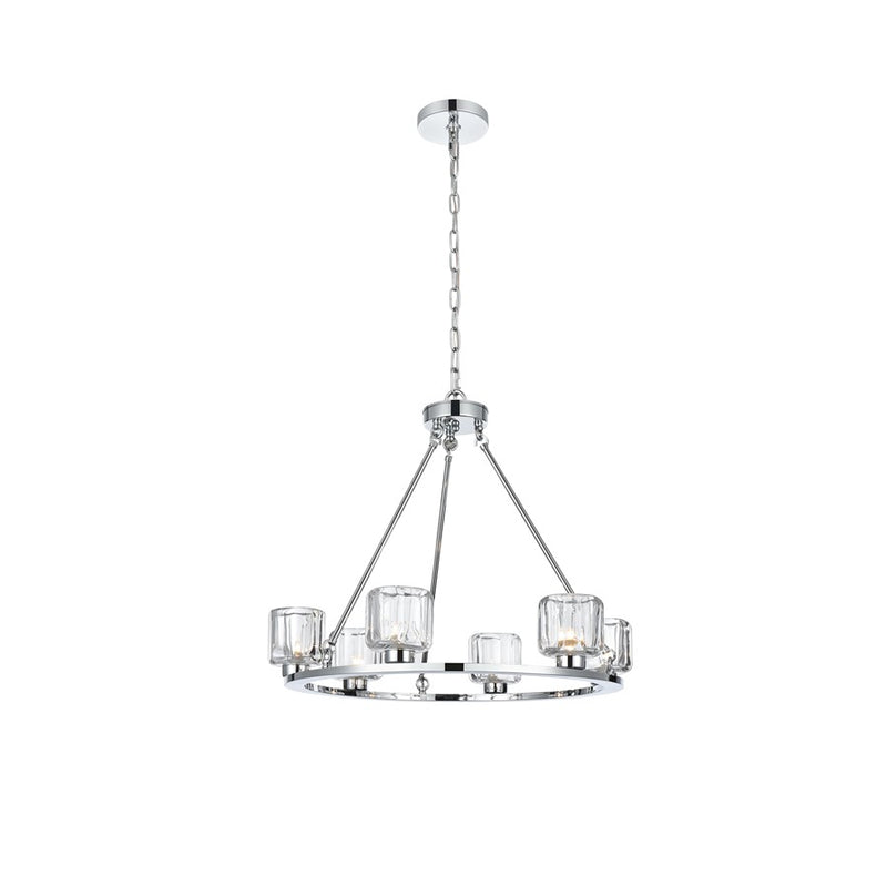 Elegant Lighting Cadence 6 Light 26" Chandelier, Chrome/Clear/Clear