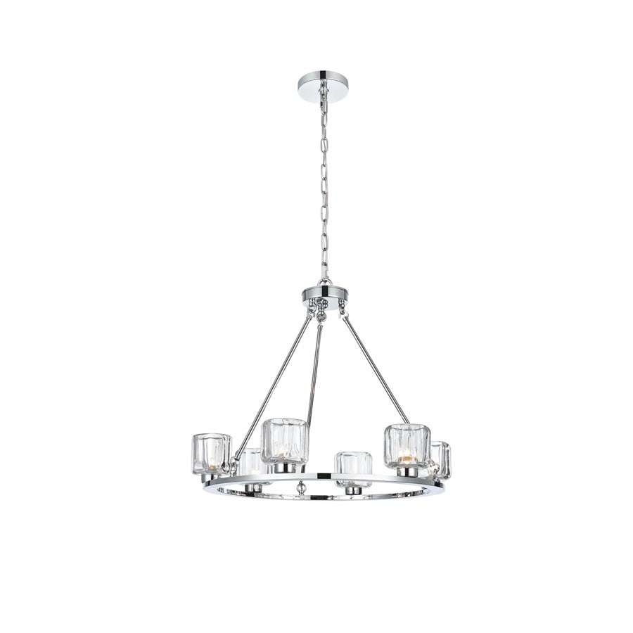 Elegant Lighting Cadence 6 Light 26" Chandelier, Chrome/Clear/Clear - 5100D26C