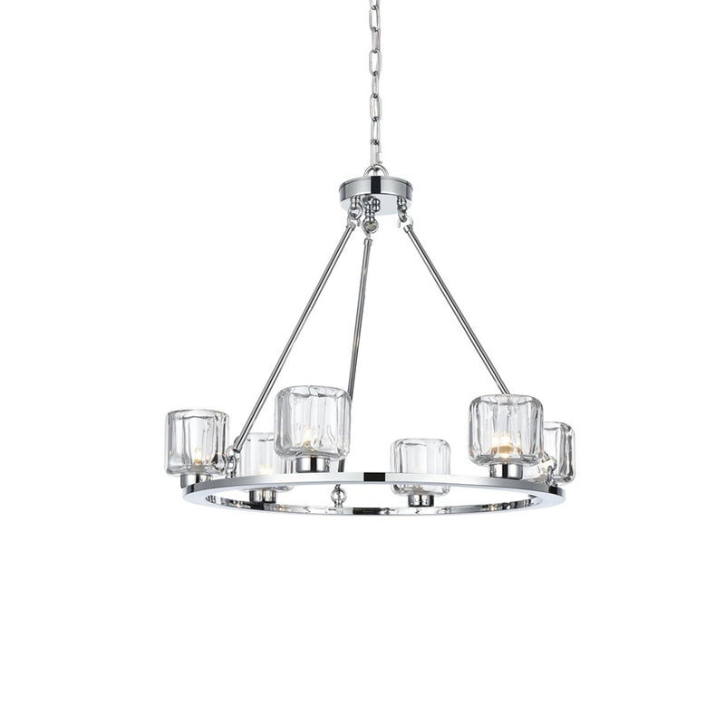 Elegant Lighting Cadence 6 Light 26" Chandelier, Chrome/Clear/Clear