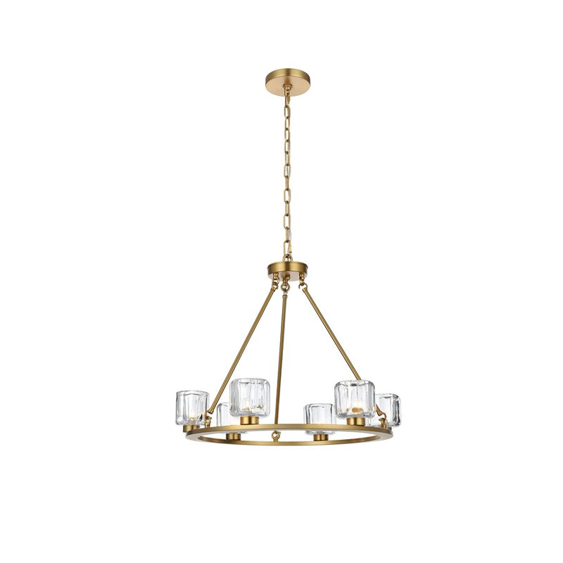 Elegant Lighting Cadence 6Lt 26" Chandelier, Satin Gold/Clear/Clear