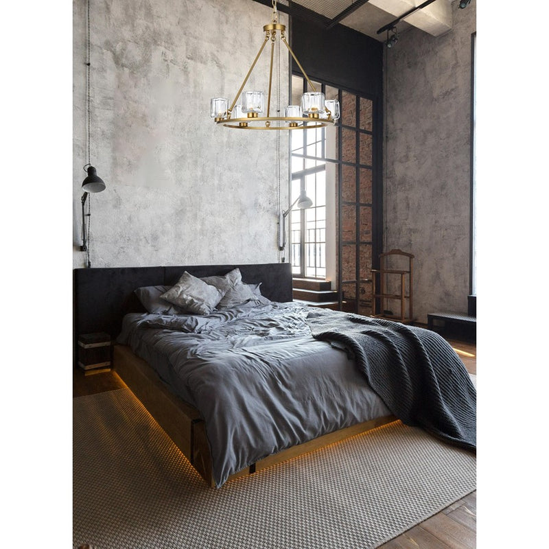 Elegant Lighting Cadence 6Lt 26" Chandelier, Satin Gold/Clear/Clear