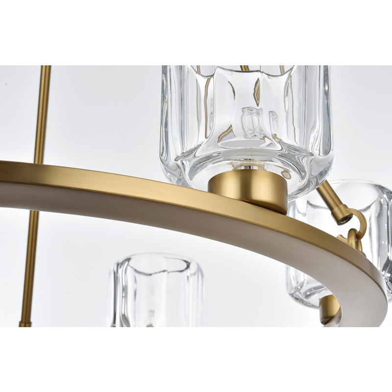 Elegant Lighting Cadence 6Lt 26" Chandelier, Satin Gold/Clear/Clear