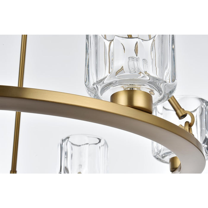 Elegant Lighting Cadence 6Lt 26" Chandelier, Satin Gold/Clear/Clear