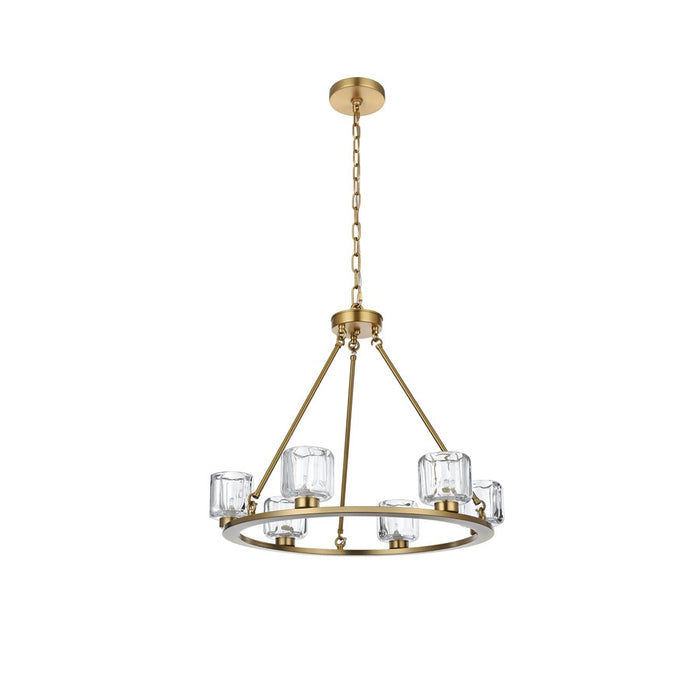 Elegant Lighting Cadence 6Lt 26" Chandelier, Satin Gold/Clear/Clear