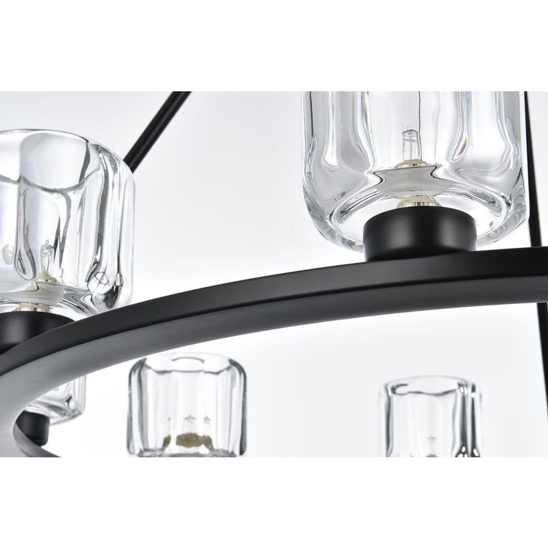 Elegant Lighting Cadence 9 Light 32" Chandelier, Black/Clear/Clear