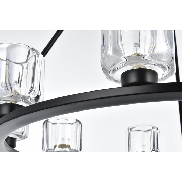 Elegant Lighting Cadence 9 Light 32" Chandelier, Black/Clear/Clear