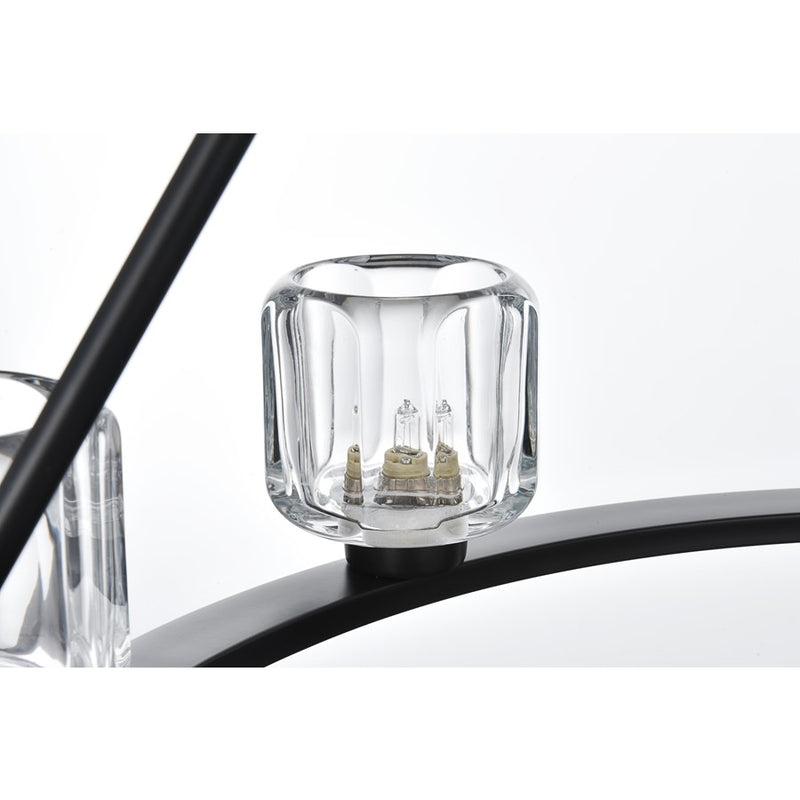 Elegant Lighting Cadence 9 Light 32" Chandelier, Black/Clear/Clear
