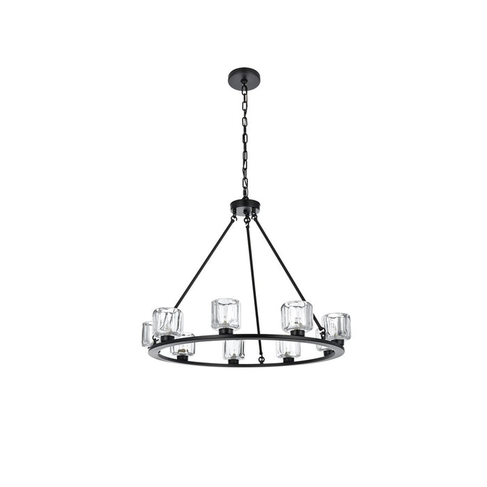 Elegant Lighting Cadence 9 Light 32" Chandelier, Black/Clear/Clear