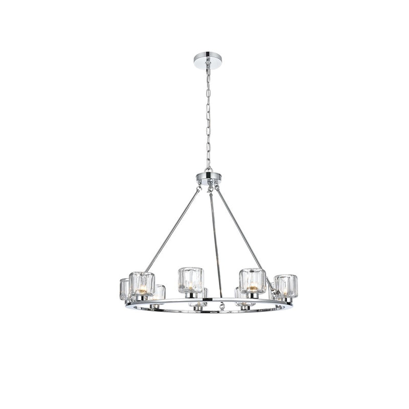 Elegant Lighting Cadence 9 Light 32" Chandelier, Chrome/Clear/Clear