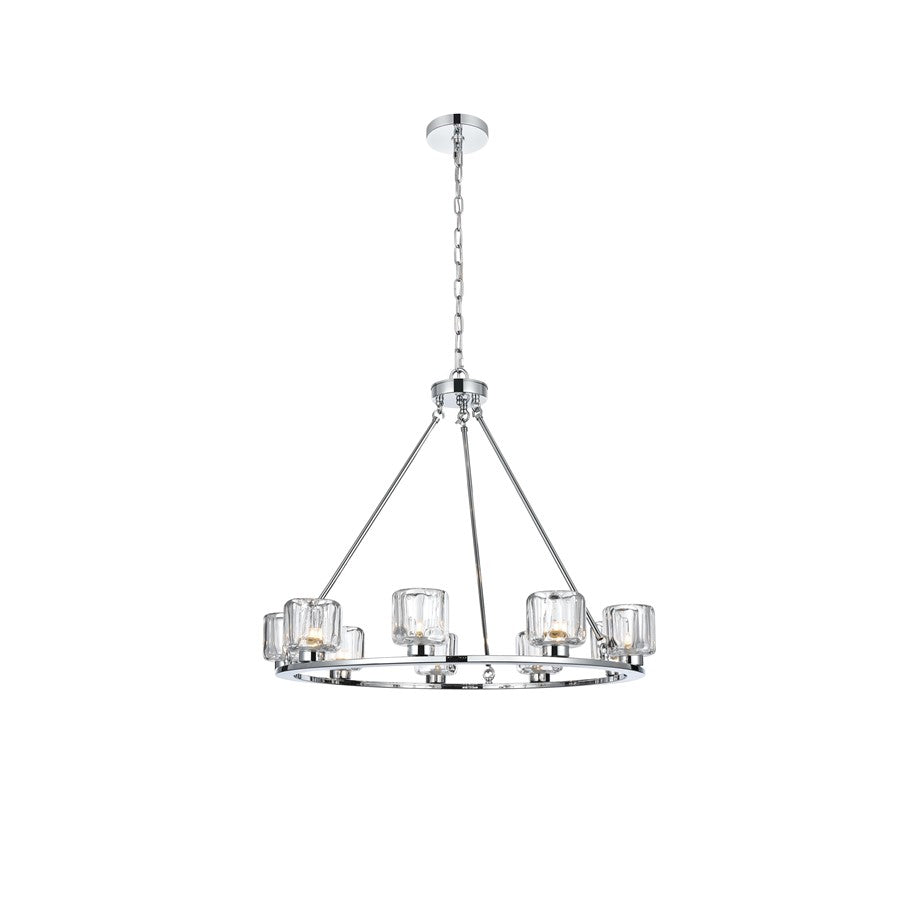 Elegant Lighting Cadence 9 Light 32" Chandelier, Chrome/Clear/Clear - 5100D32C