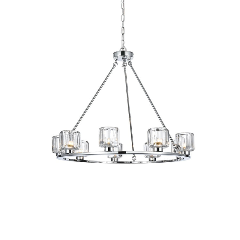 Elegant Lighting Cadence 9 Light 32" Chandelier, Chrome/Clear/Clear