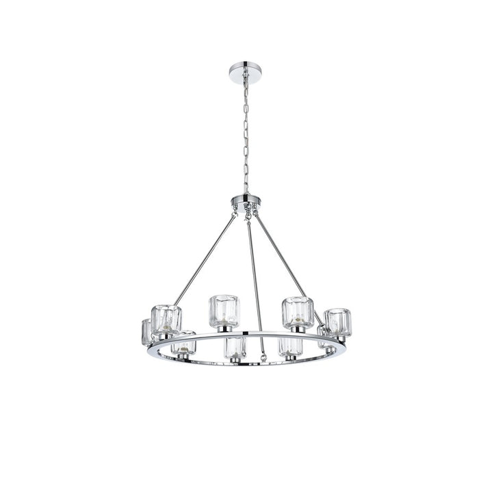 Elegant Lighting Cadence 9 Light 32" Chandelier, Chrome/Clear/Clear
