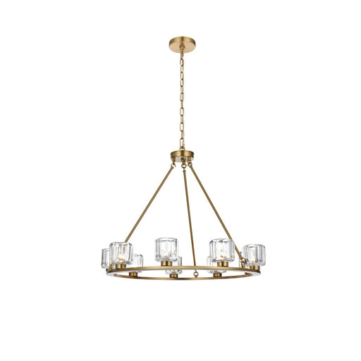 Elegant Lighting Cadence 9Lt 32" Chandelier, Satin Gold/Clear/Clear - 5100D32SG