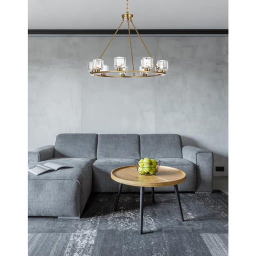 Elegant Lighting Cadence 9Lt 32" Chandelier, Satin Gold/Clear/Clear