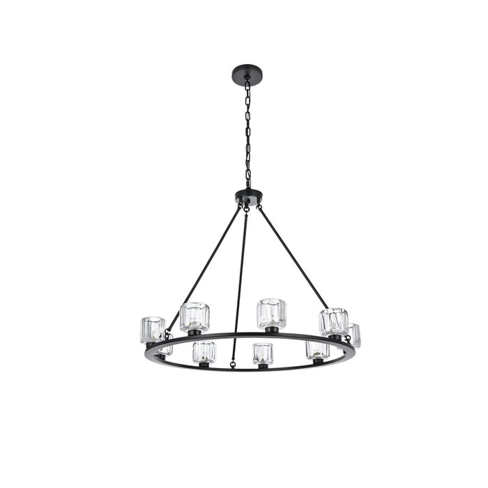 Elegant Lighting Cadence 9 Light 36" Chandelier, Black/Clear/Clear
