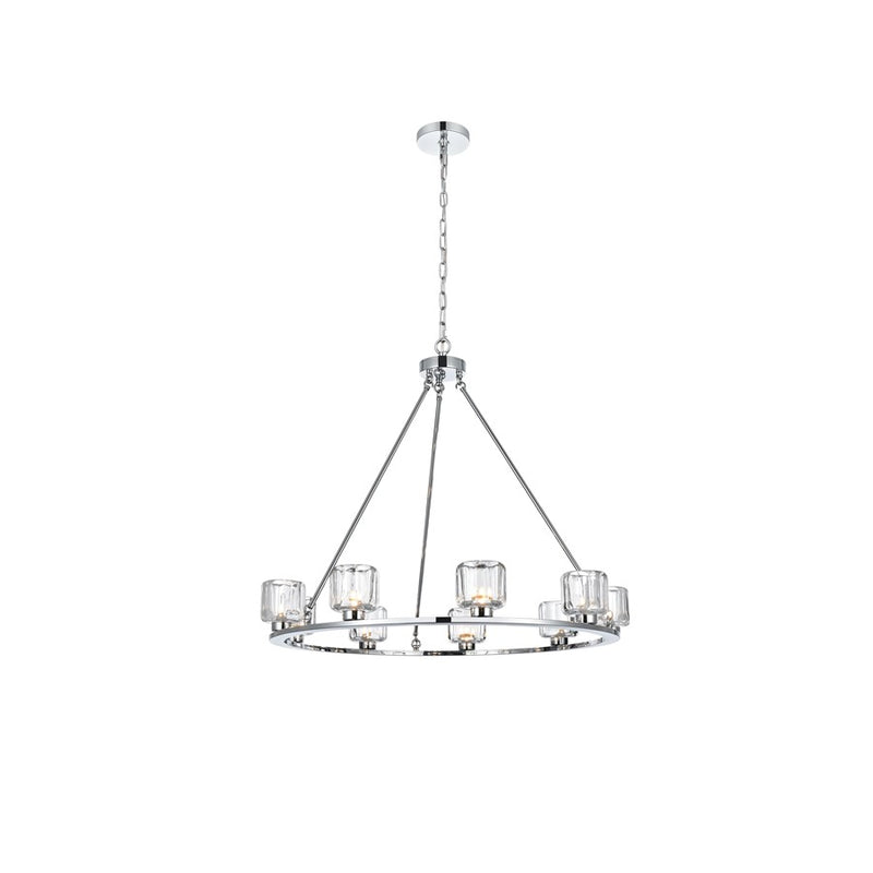 Elegant Lighting Cadence 9 Light 36" Chandelier, Chrome/Clear/Clear