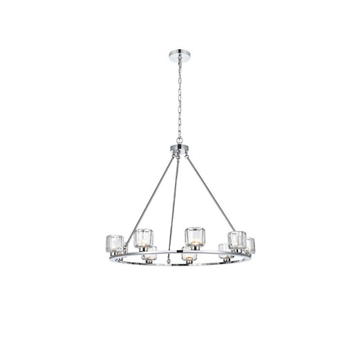 Elegant Lighting Cadence 9 Light 36" Chandelier, Chrome/Clear/Clear - 5100D36C