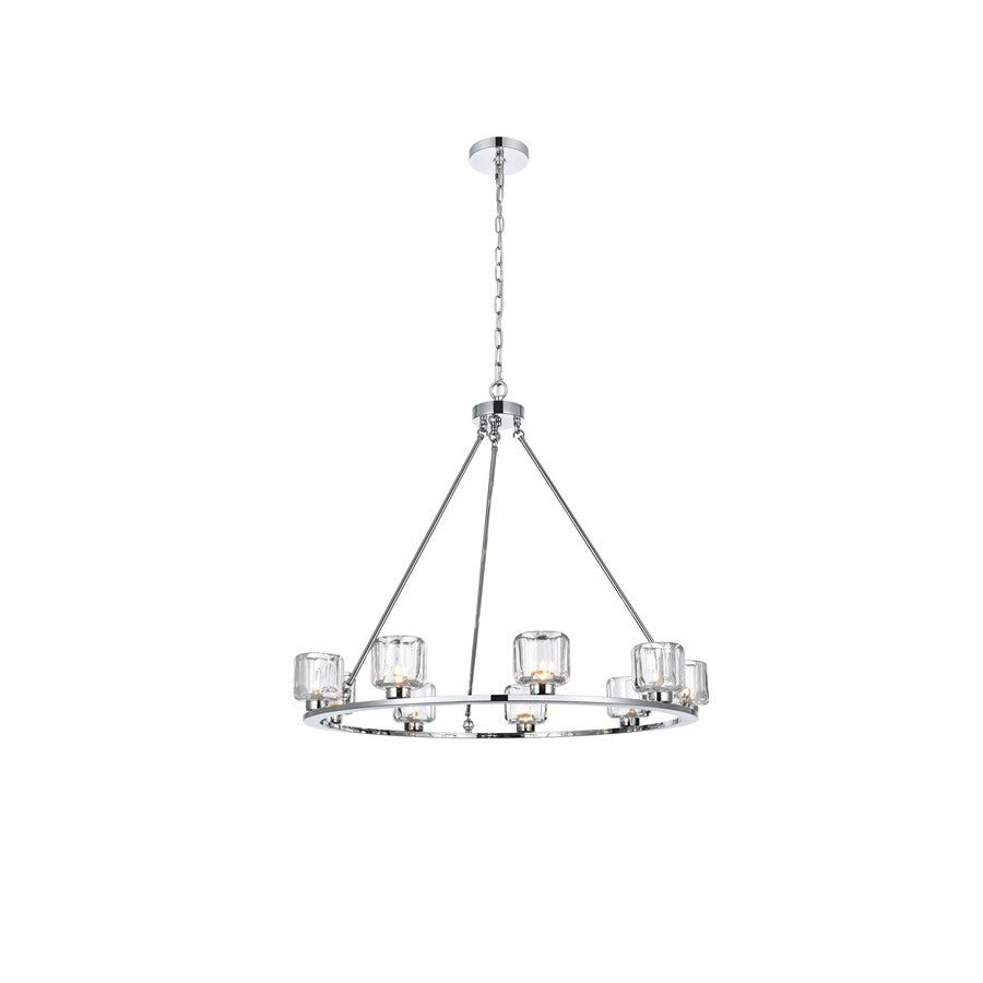 Elegant Lighting Cadence 9 Light 36" Chandelier, Chrome/Clear/Clear - 5100D36C