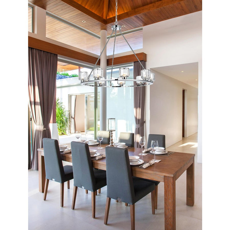 Elegant Lighting Cadence 9 Light 36" Chandelier, Chrome/Clear/Clear