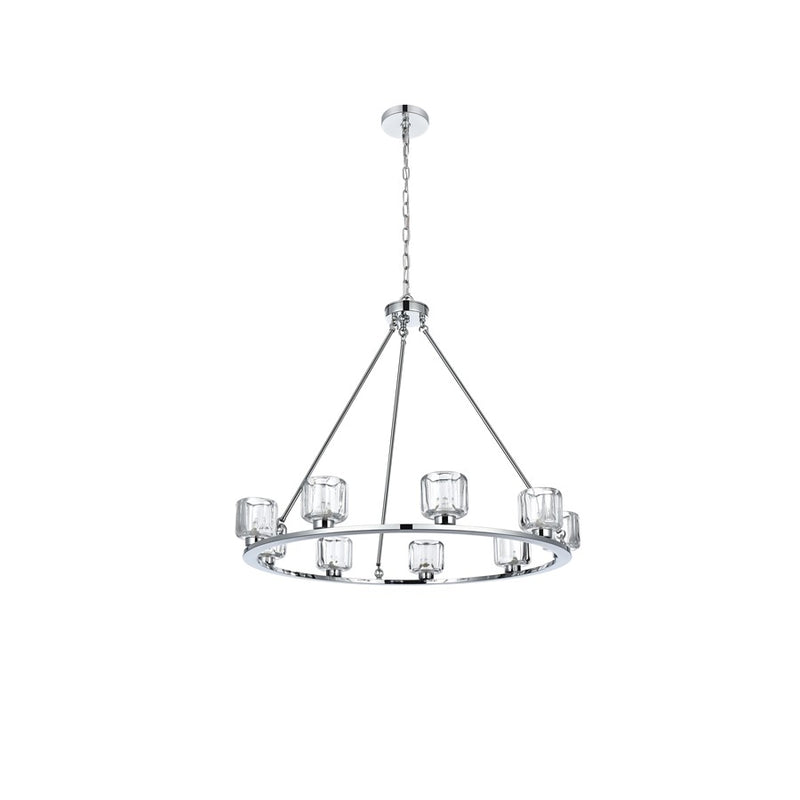 Elegant Lighting Cadence 9 Light 36" Chandelier, Chrome/Clear/Clear