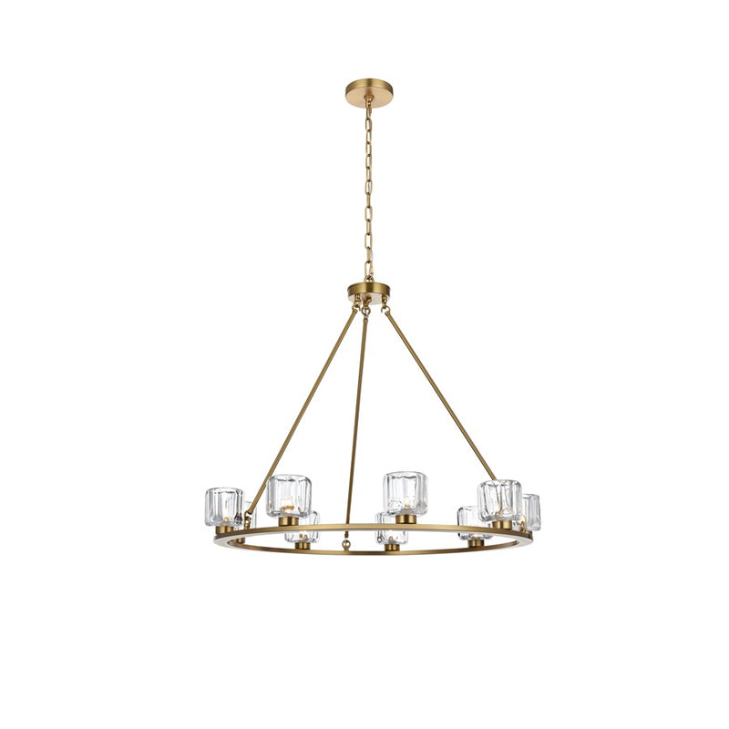 Elegant Lighting Cadence 9Lt 36" Chandelier, Satin Gold/Clear/Clear