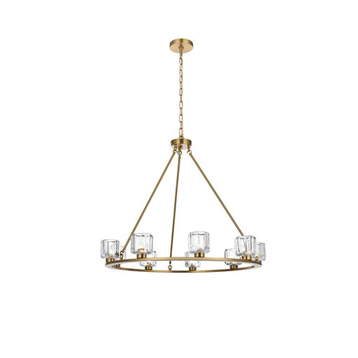 Elegant Lighting Cadence 9Lt 36" Chandelier, Satin Gold/Clear/Clear - 5100D36SG