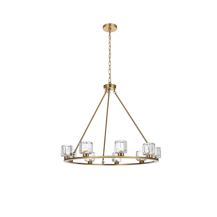 Elegant Lighting Cadence 9Lt 36" Chandelier, Satin Gold/Clear/Clear - 5100D36SG