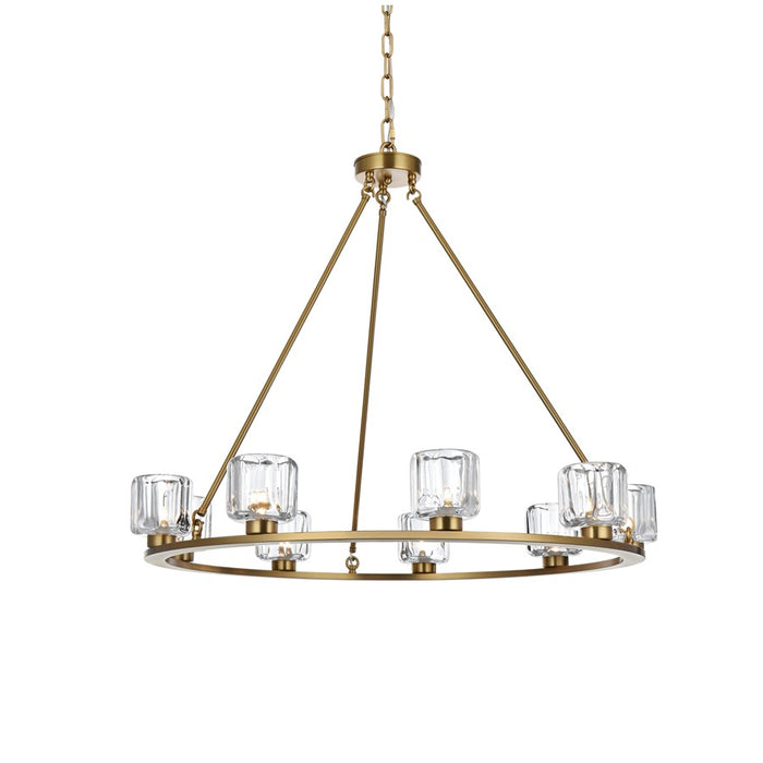 Elegant Lighting Cadence 9Lt 36" Chandelier, Satin Gold/Clear/Clear