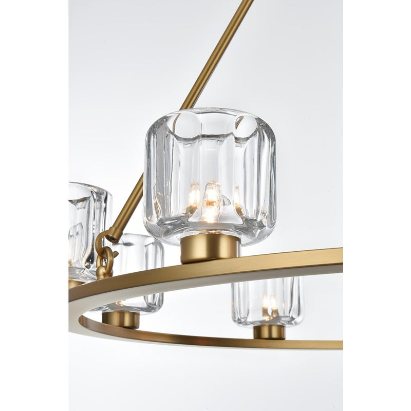 Elegant Lighting Cadence 9Lt 36" Chandelier, Satin Gold/Clear/Clear
